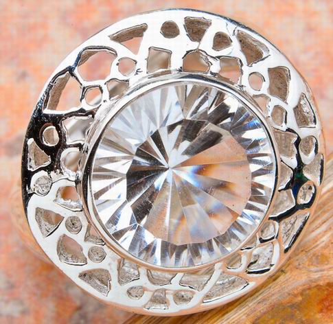 7CT GENUINE WHITE TOPAZ SOLID SILVER RING